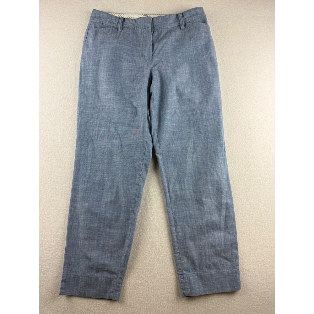 Talbots Blue Cotton Perfect Crop Pant Womens Size 4 Straight Leg Chambray Style